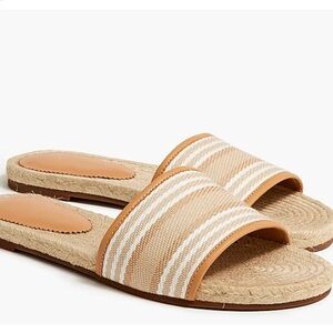Tan and White Slide Sandals